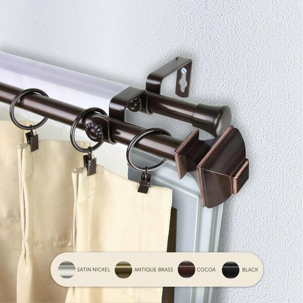 Kd Encimera 0.8125 in. Vicky Double Curtain Rod with 28 to 48 in. Extension, Cocoa KD3739936